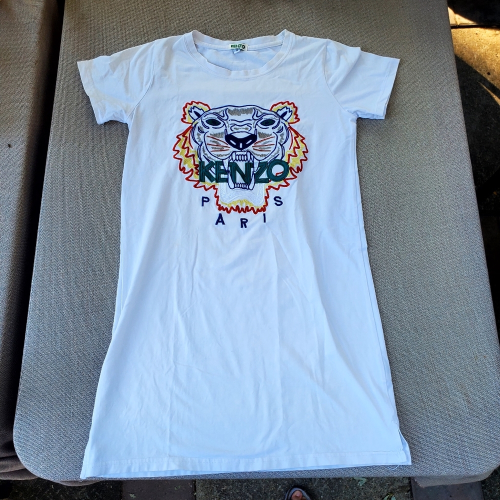 3/$100 Kenzo White T-Shirt Dress with Tiger Logo